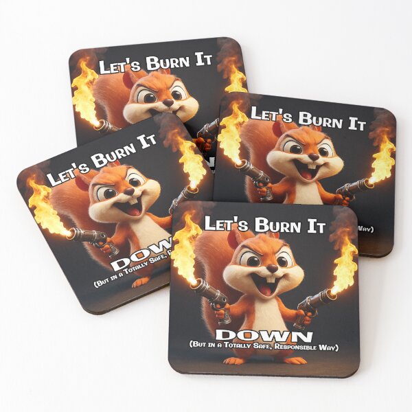 Item preview, funny squirrel, cartoon squirrel, flamethrower squirrel, humorous animal art designed and sold by A-T-H.