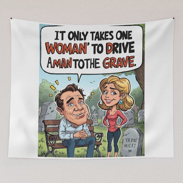 Item preview, One Woman, Many Graves – Funny Cartoon Satire designed and sold by RAKO13.