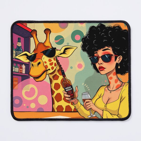 Item preview, Retro Cool Afro Girl with Giraffe Pop Art Aesthetic designed and sold by ReyDeLaCalle.