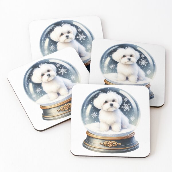 Item preview, Maltese Snow Globe Winter Art designed and sold by TheAnimalZ00.
