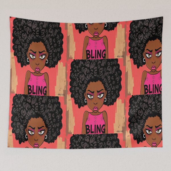 Item preview, Fierce Afro Girl Pop Art Bling Style designed and sold by ReyDeLaCalle.