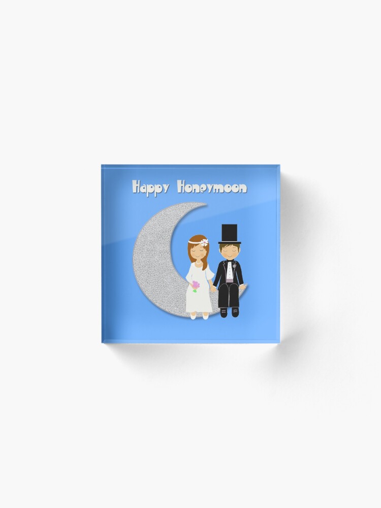 Alternate view of Happy Honeymoon Acrylic Block