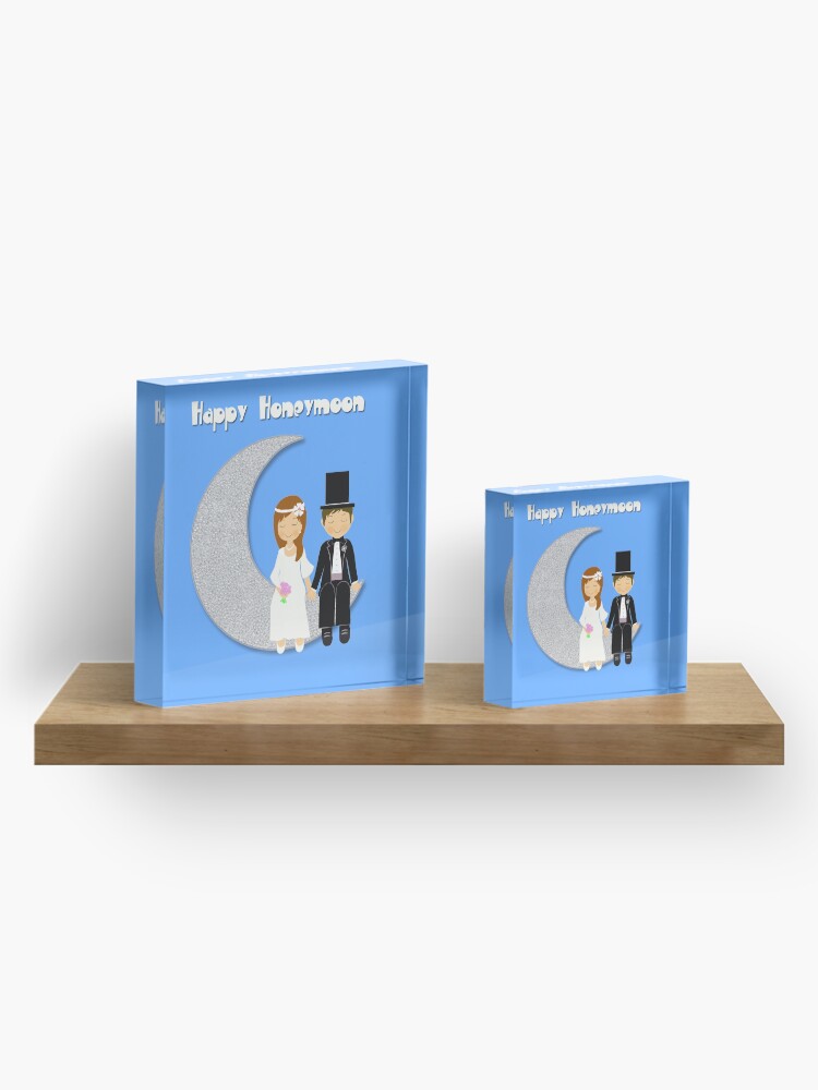 Alternate view of Happy Honeymoon Acrylic Block