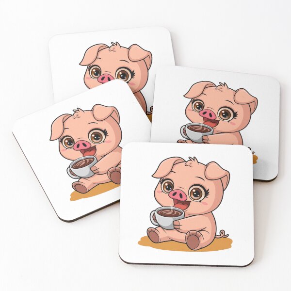Item preview, piggy drinking coffee designed and sold by Eternalski.
