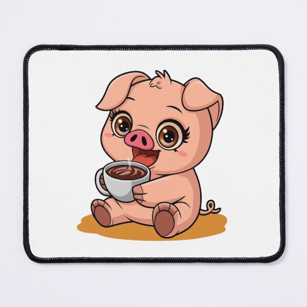 Item preview, piggy drinking coffee designed and sold by Eternalski.