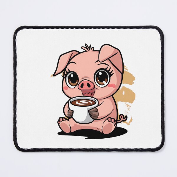 Item preview, piggy drinking coffee designed and sold by Eternalski.