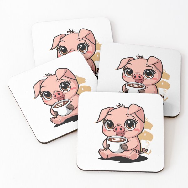 Item preview, piggy drinking coffee designed and sold by Eternalski.
