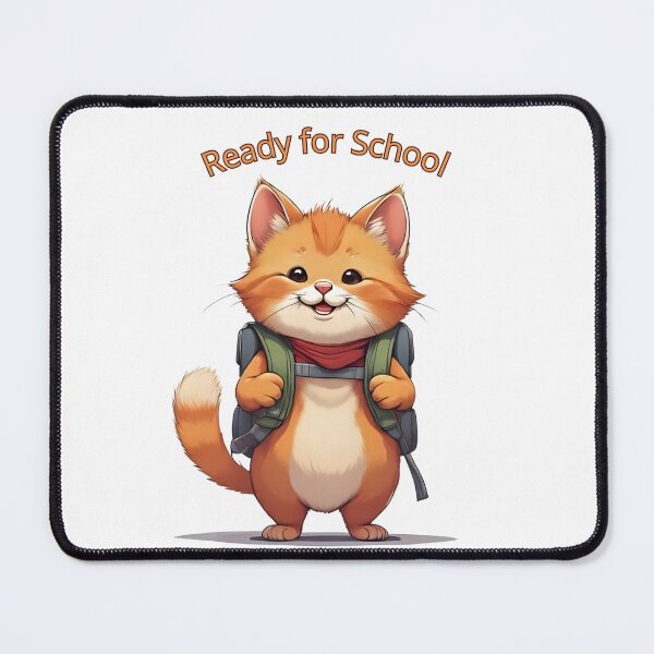 Aperçu de l'œuvre Motif de retour à l'école avec un chat mignon et un sac à dos créée et vendue par Pixel--Threads.