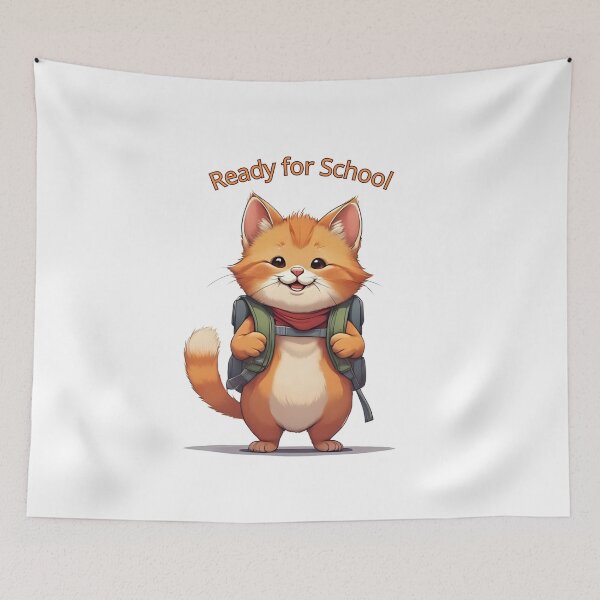 Item preview, Cute Cat with School Backpack Back to School Design designed and sold by Pixel--Threads.