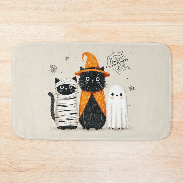 Item preview, Black Cat Trio Autumn Halloween Mummy Witch Ghost designed and sold by GrinGalore.