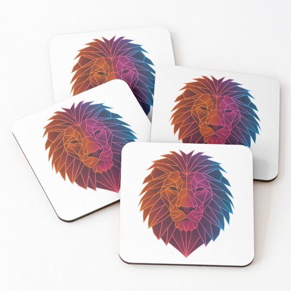Item preview, GeoNeon Lion Ember Collection | Vibrant Geometric Neon Art designed and sold by Avagen Designs.