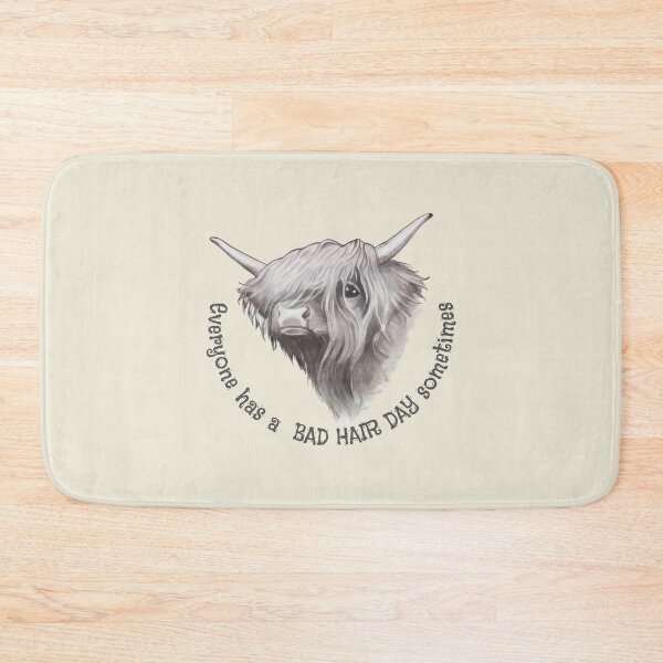 Item preview, Everyone Has Bad Hair Days, Highland Cow Pencil Art designed and sold by JoyfulWhimsy.