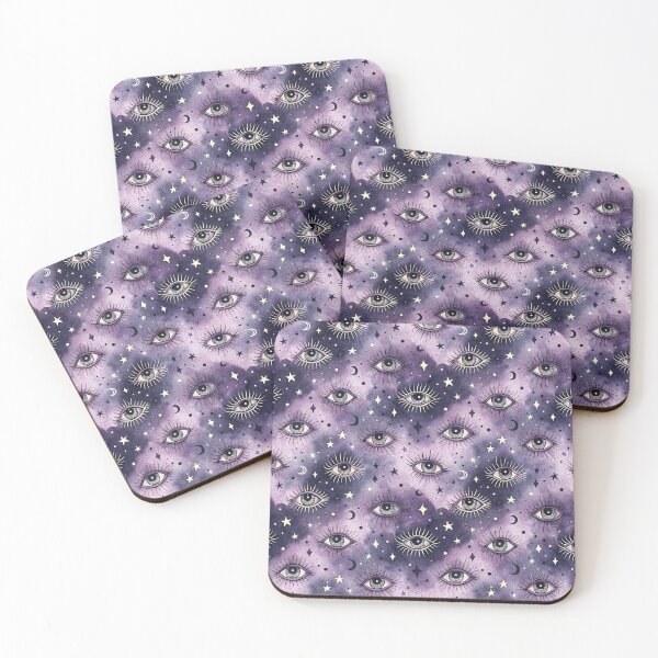 Item preview, Repeating Pattern of Eyes and Stars on a Purple Galactic Background designed and sold by Pattique.