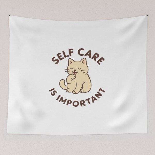 Item preview, Self Care Is Important Cute Cat T-Shirt Mental Health designed and sold by Created by Camilla.