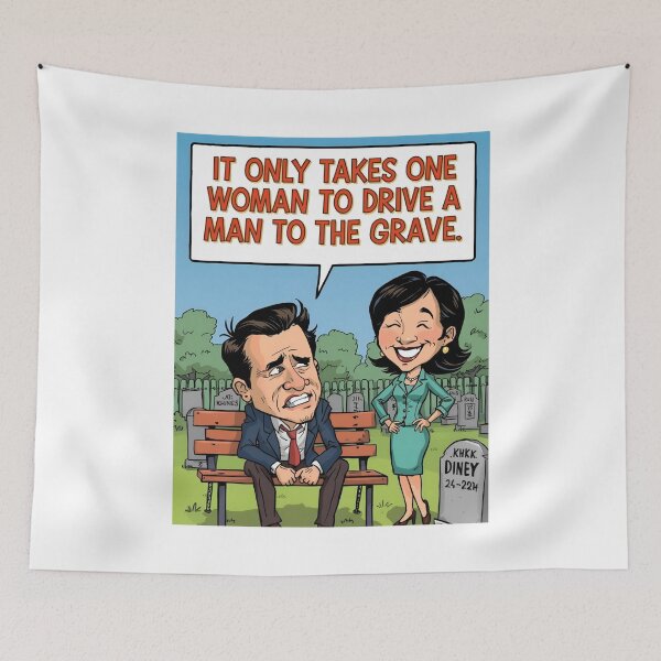 Item preview, One Woman, Many Graves – Funny Cartoon Satire designed and sold by RAKO13.