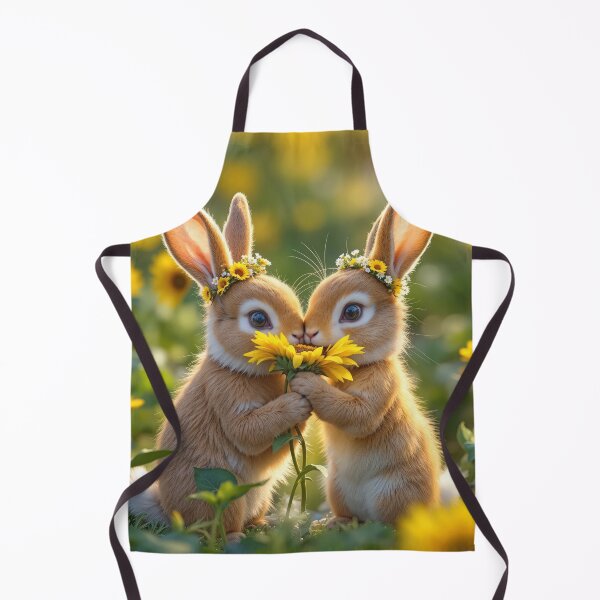 Item preview, Bunnies Sniffing a Yellow Sunflower designed and sold by Maria Dryfhout.