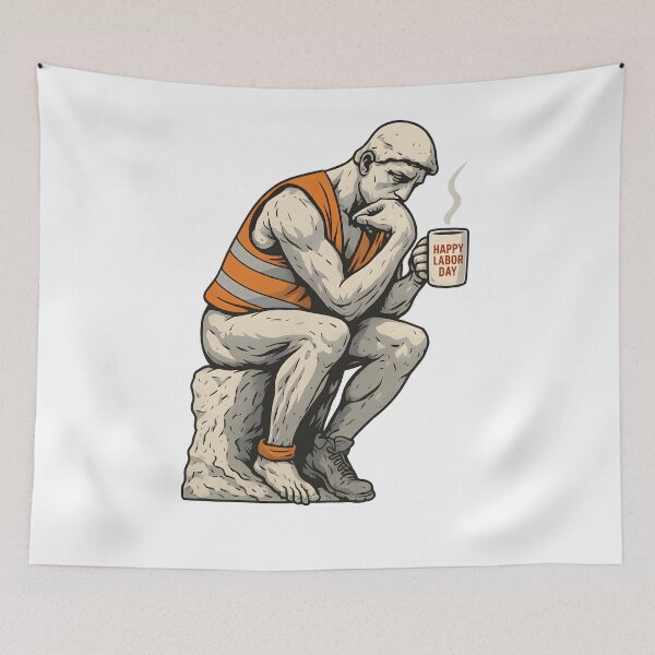Item preview, The Thinker Labor Day Coffee Break Parody designed and sold by The Classics Freak.