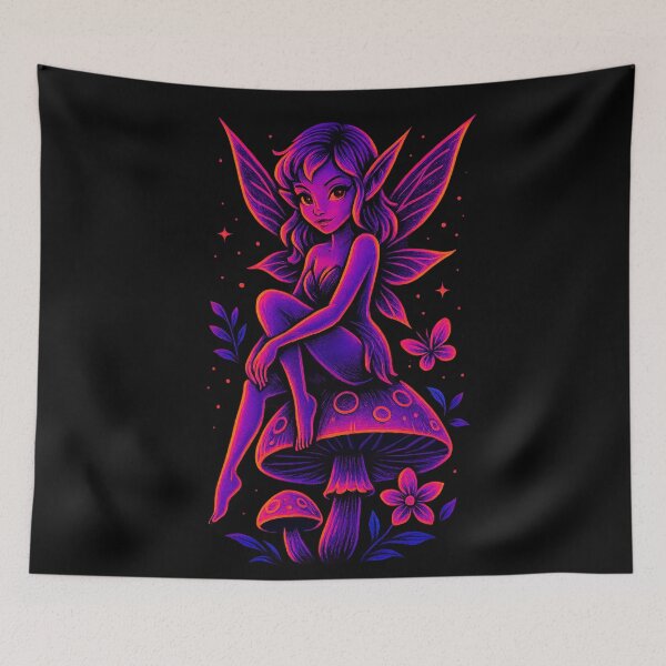 Item preview, Neon Fairy – Cosmic Mushroom Glow designed and sold by Qopta.