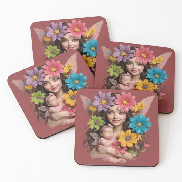Item preview, Tender Motherhood: Fairy & Her Sleeping Miracle" or "Maternal Whisper: Fairy Cradles a Little Dream designed and sold by TheGaliyaStudio.