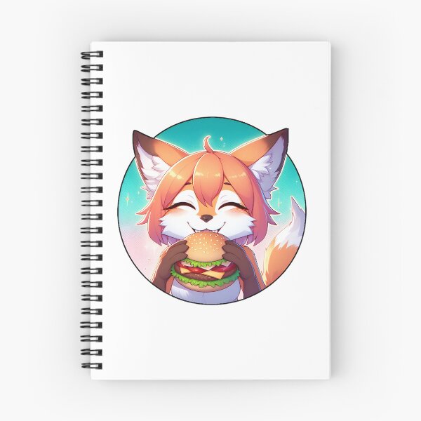 Item preview, Happy Vixen with Burger – Cute Furry Illustration designed and sold by CaliLuminos.