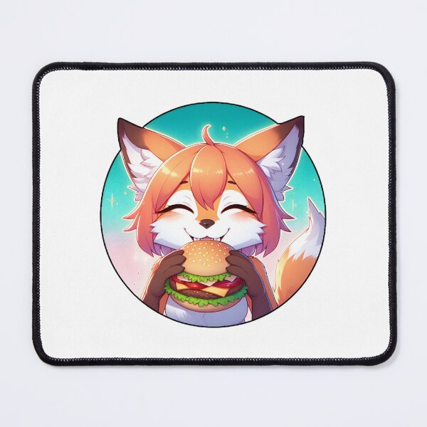 Item preview, Happy Vixen with Burger – Cute Furry Illustration designed and sold by CaliLuminos.