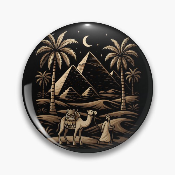 Item preview, Egyptian Pyramids Pyramids of Giza Mystical Desert Pyramids with Camels and Palm Trees designed and sold by Tall-Art.