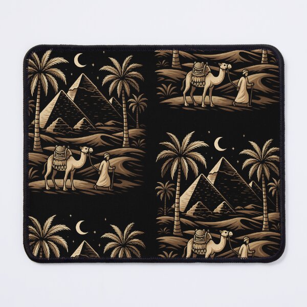 Item preview, Egyptian Pyramids Pyramids of Giza Mystical Desert Pyramids with Camels and Palm Trees designed and sold by Tall-Art.