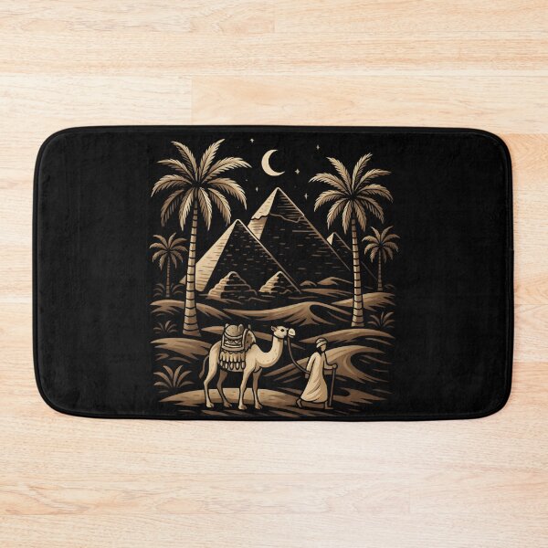 Item preview, Egyptian Pyramids Pyramids of Giza Mystical Desert Pyramids with Camels and Palm Trees designed and sold by Tall-Art.