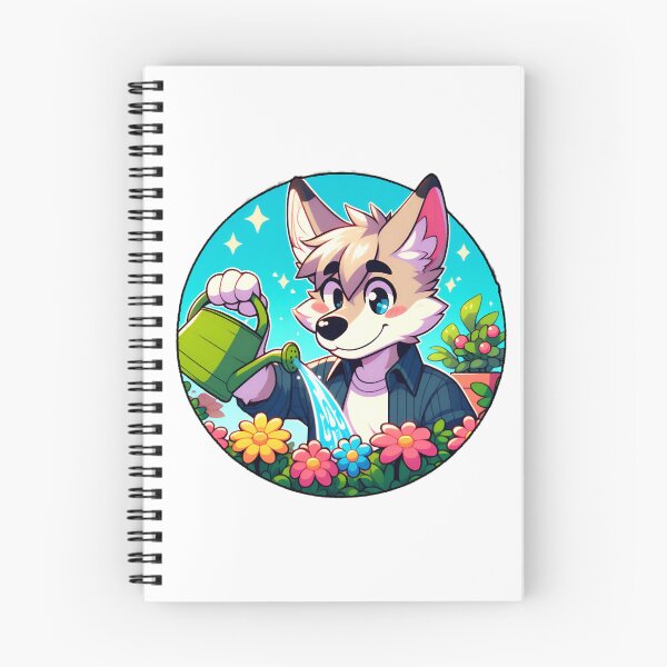 Item preview, Furry Wolf Watering Flowers – Cozy Garden Art designed and sold by CaliLuminos.