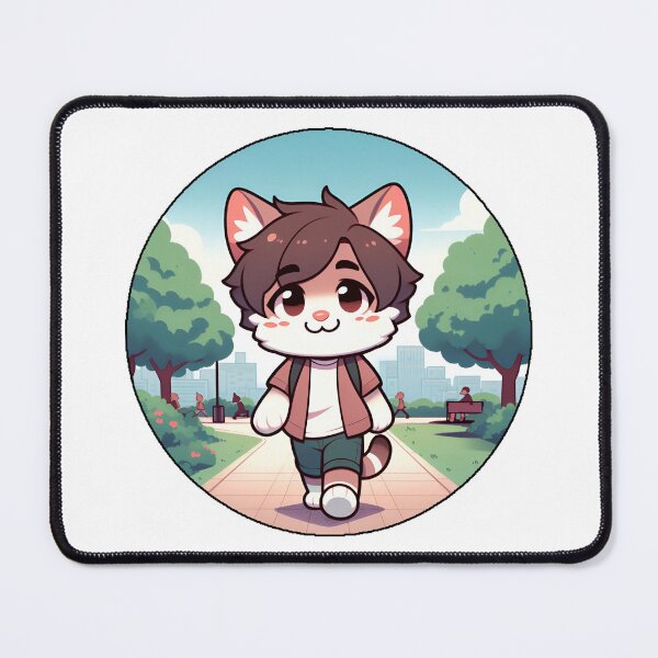 Item preview, Chibi Kitten Stroll in the Park – Cute Furry Art designed and sold by CaliLuminos.