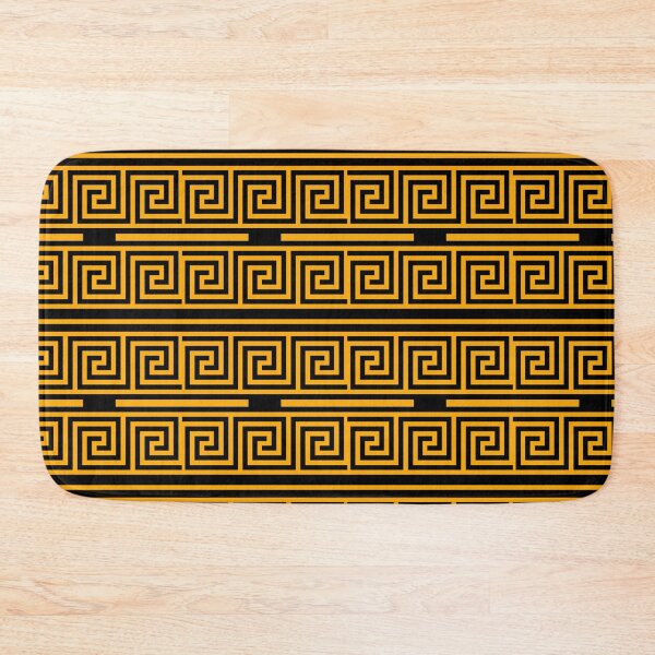 Item preview,  Black Background Yellow Greek Key Fret Pattern designed and sold by PatternTitan.