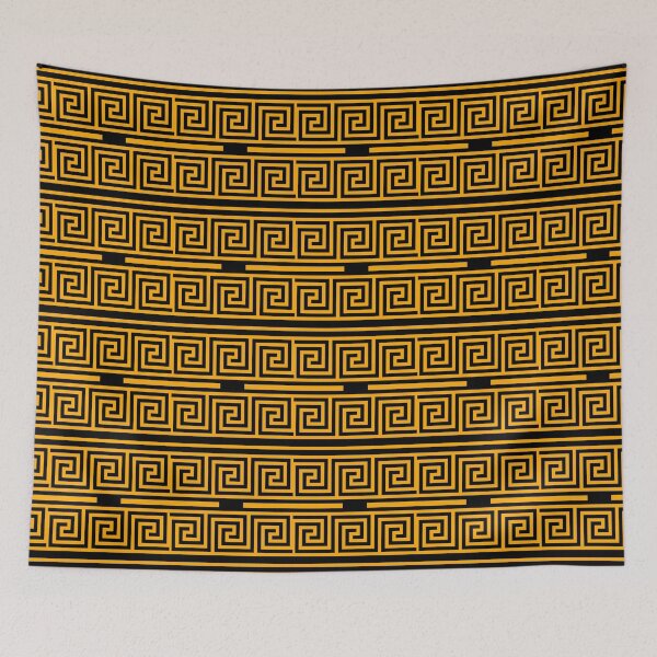 Item preview,  Black Background Yellow Greek Key Fret Pattern designed and sold by PatternTitan.