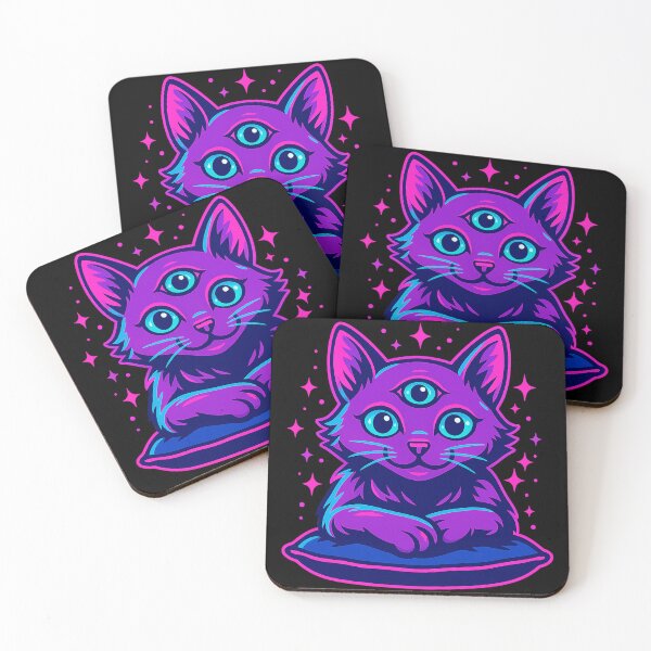 Item preview, Title: Neon Third-Eye Cat – Cosmic Glow designed and sold by Qopta.