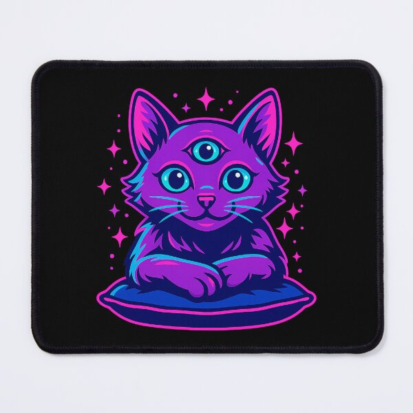 Item preview, Title: Neon Third-Eye Cat – Cosmic Glow designed and sold by Qopta.