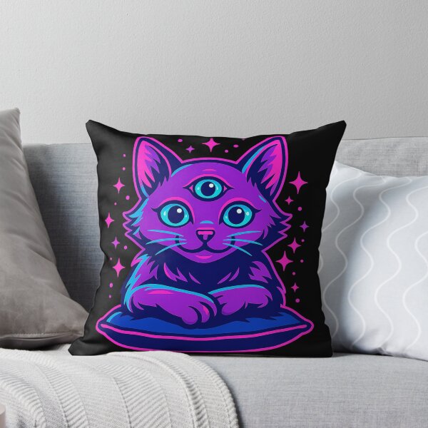 Item preview, Title: Neon Third-Eye Cat – Cosmic Glow designed and sold by Qopta.