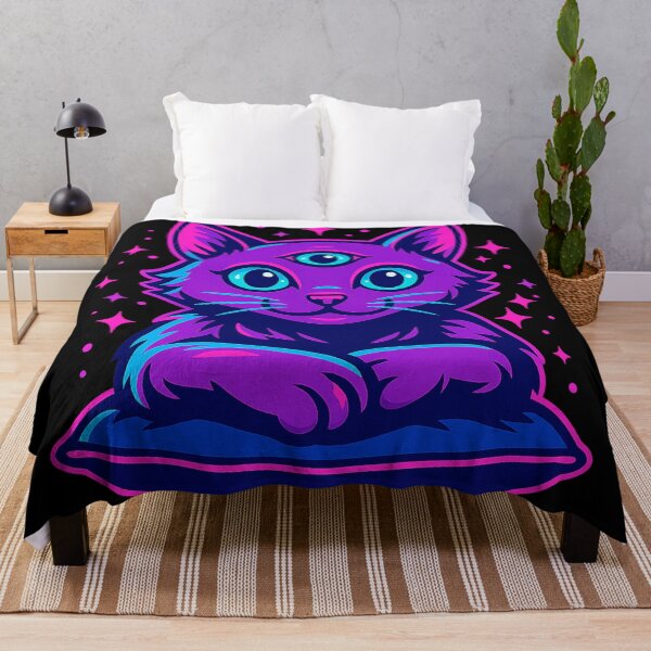 Item preview, Title: Neon Third-Eye Cat – Cosmic Glow designed and sold by Qopta.