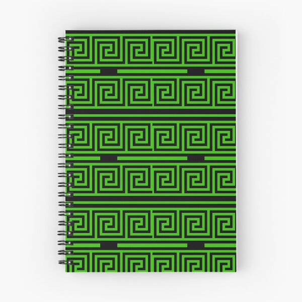 Item preview, Black Background Green Greek Key Fret Pattern designed and sold by PatternTitan.