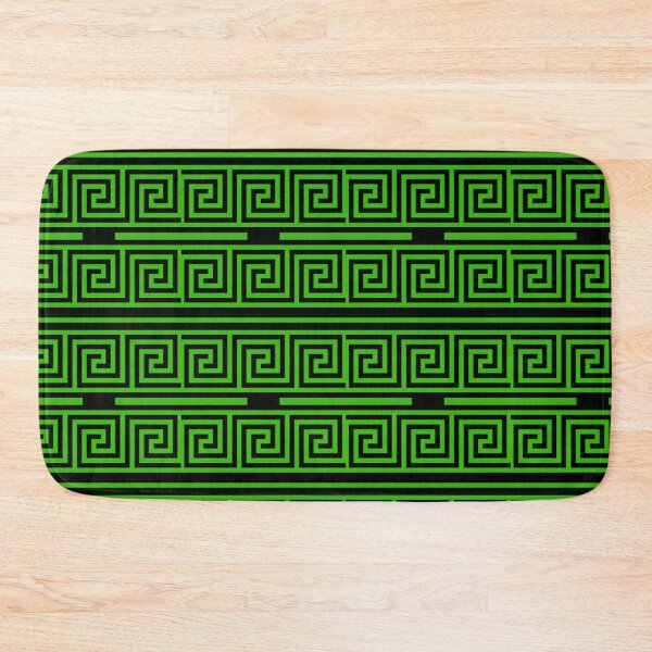 Item preview, Black Background Green Greek Key Fret Pattern designed and sold by PatternTitan.