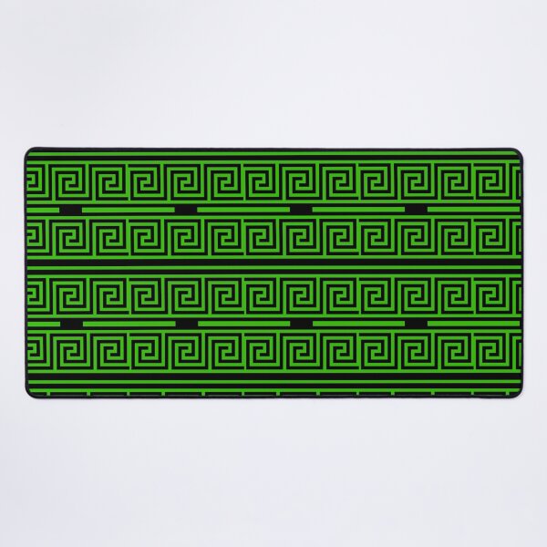 Item preview, Black Background Green Greek Key Fret Pattern designed and sold by PatternTitan.