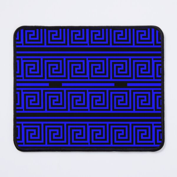 Item preview, Black Background Blue Greek Key Fret Pattern designed and sold by PatternTitan.