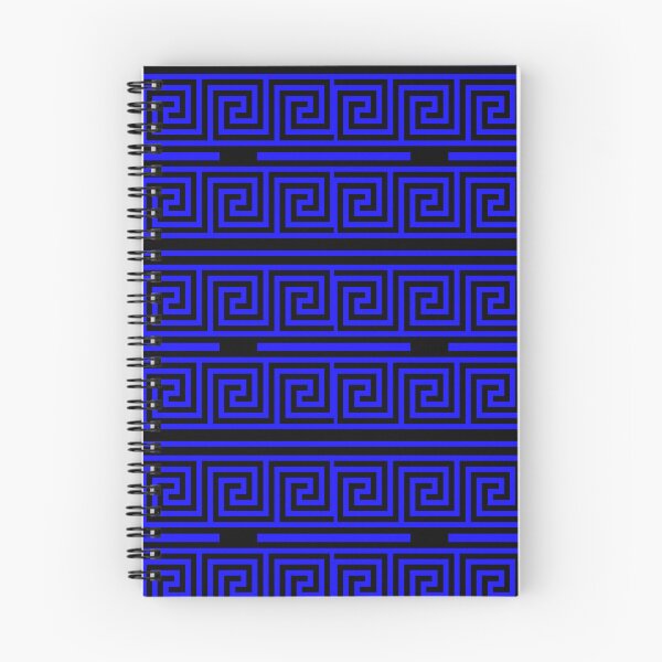 Item preview, Black Background Blue Greek Key Fret Pattern designed and sold by PatternTitan.