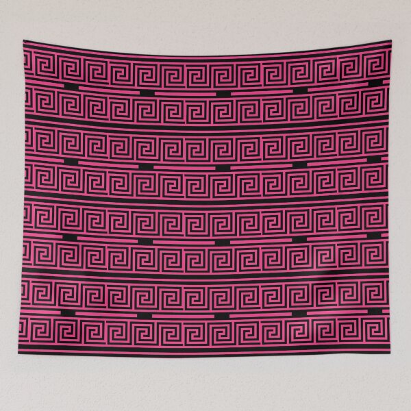 Item preview, Black Background Pink Greek Key Fret Pattern designed and sold by PatternTitan.