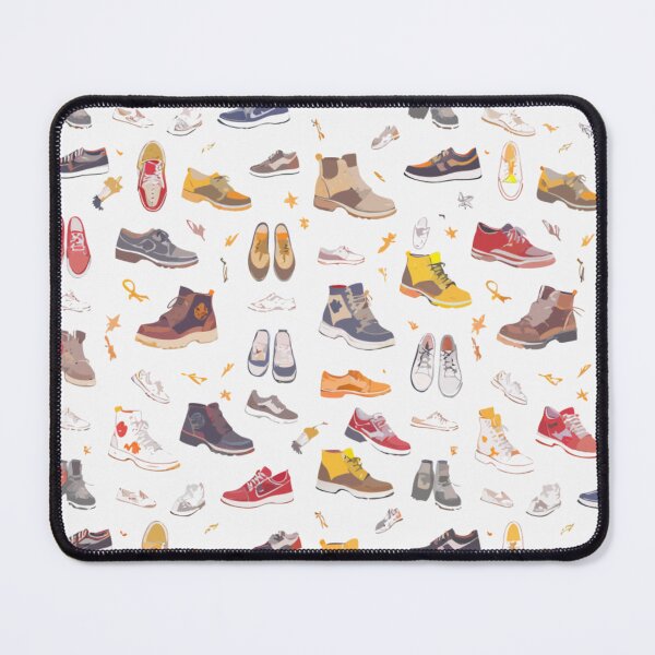 Item preview, A colorful and playful seamless pattern featuring a wide variety of hand-drawn shoes and sneakers on a light background designed and sold by Royalsticker.