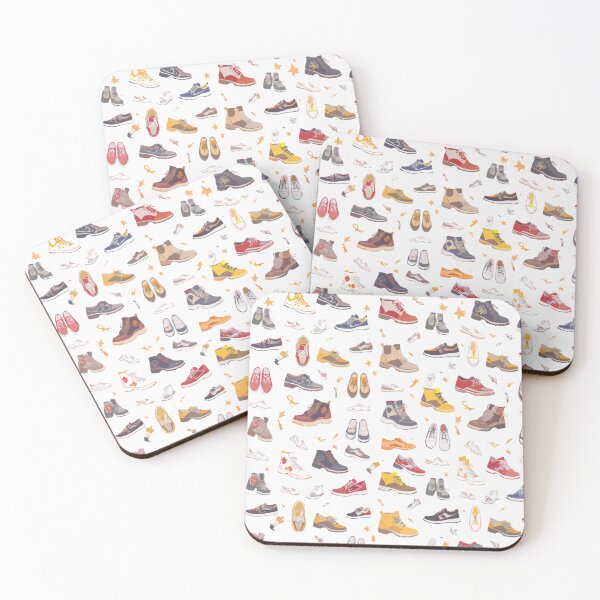 Item preview, A colorful and playful seamless pattern featuring a wide variety of hand-drawn shoes and sneakers on a light background designed and sold by Royalsticker.
