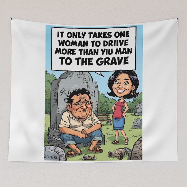 Item preview, One Woman, Many Graves – Funny Cartoon Satire designed and sold by RAKO13.