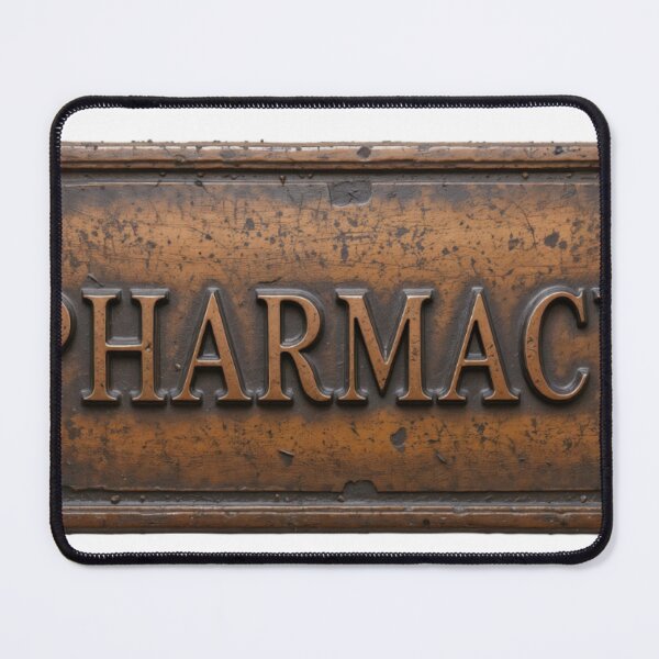 Item preview, Vintage Rectangular Pharmacy Sign with Ornate Bronze Details designed and sold by Creative88Art.