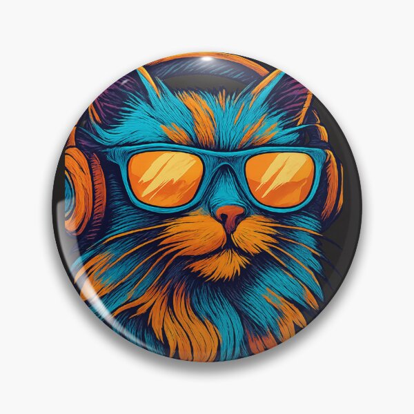 Item preview, Stylized Futuristic Cat – Neon Headphones & Shades. Chat Futuriste Stylisé – Casque & Lunettes Néon designed and sold by Drawingshirts.