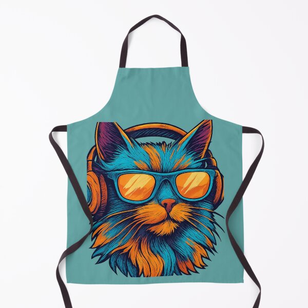 Item preview, Stylized Futuristic Cat – Neon Headphones & Shades. Chat Futuriste Stylisé – Casque & Lunettes Néon designed and sold by Drawingshirts.