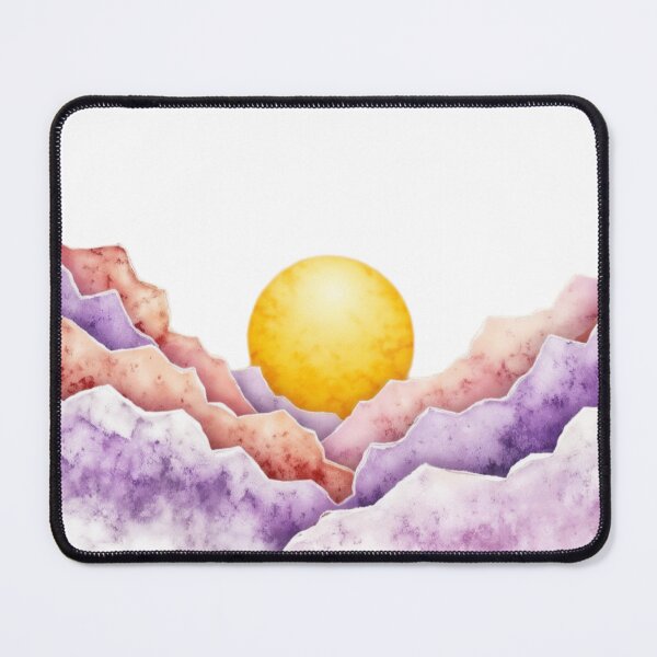 Item preview, Artistic Illustration of a Yellow Sun and Layered Mountains designed and sold by Creative88Art.