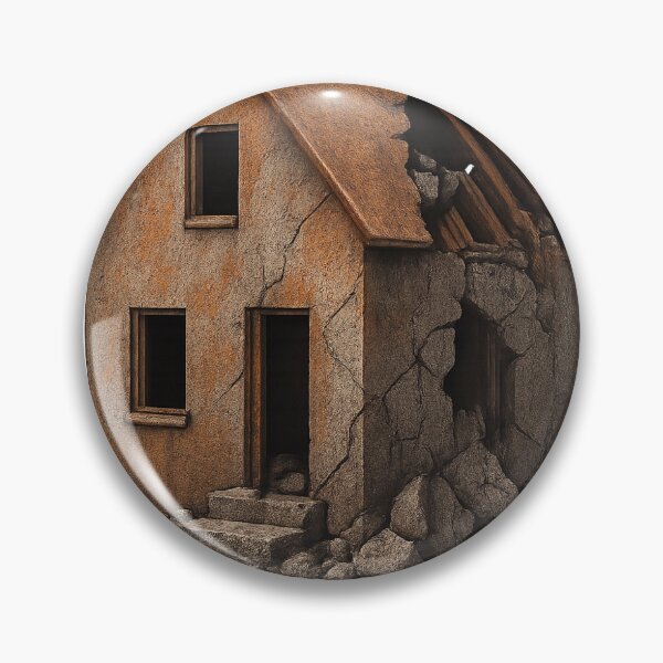 Item preview, Weathered House with Structural Damage on Black Background designed and sold by Creative88Art.